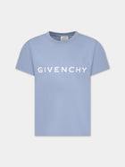 T-shirt celeste per bambino con logo,Givenchy Kids,H30159 790